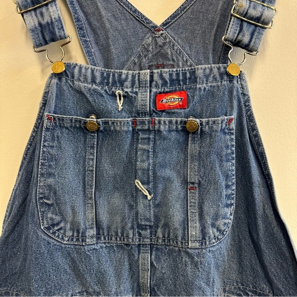 Dickies Blue Denim Carpenter Bib Overalls 42 x 32 - Picture 2 of 16